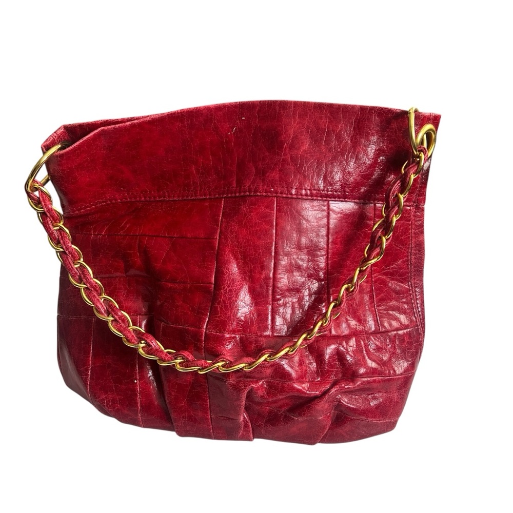 Elegant Red Leather Shoulder Bag